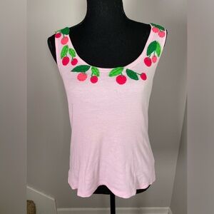 Women’s Pink Cherries medium cotton tank top